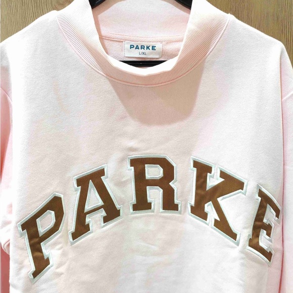 Parke Women's Pink Sweatshirt with Brown Lettering - Picture 2 of 8